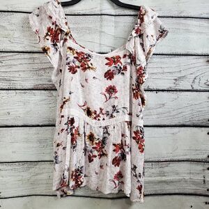 Maurices 1x Plus White Floral Top